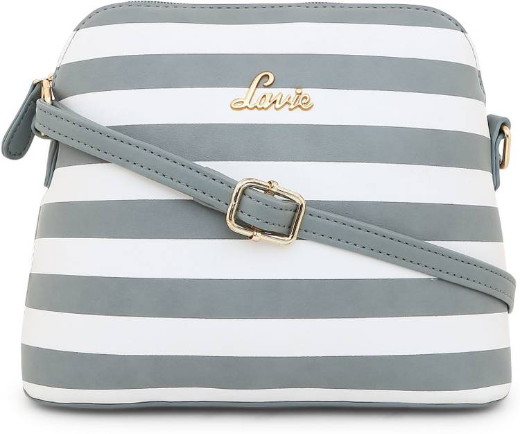 Grey, White Women Sling Bag