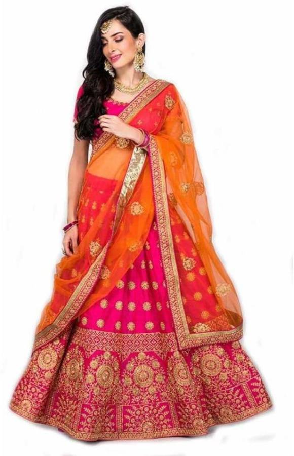 Embroidered Semi Stitched Lehenga Choli Price in India