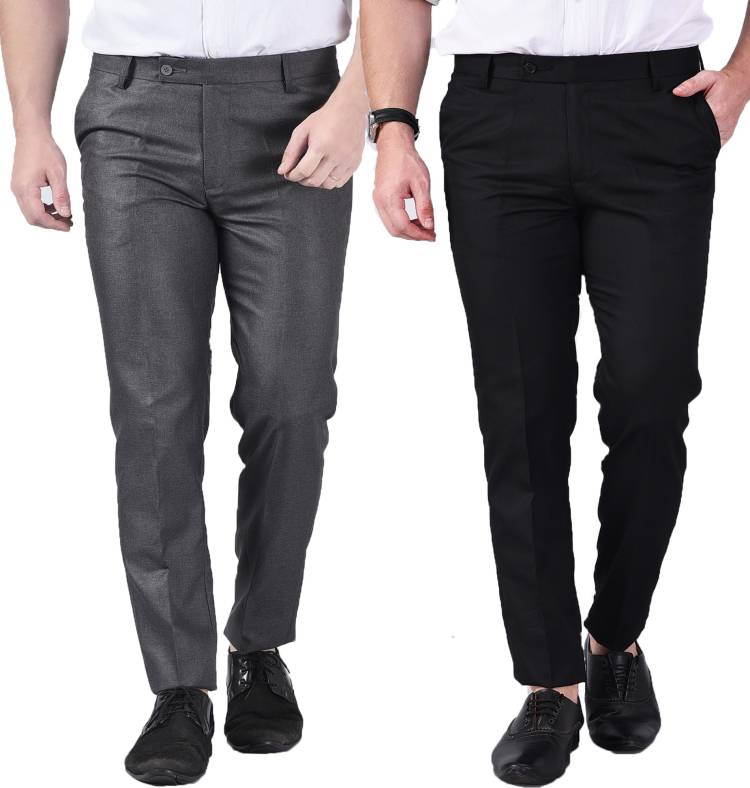 Regular Fit Men Multicolor Polycotton Trousers