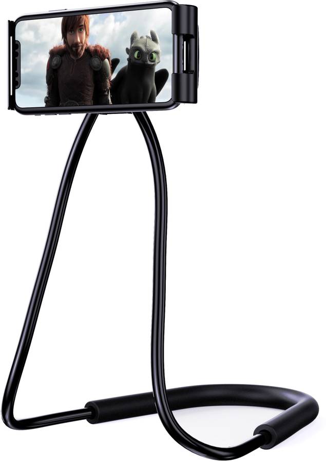 ELV Phone Neck Holder, Gooseneck Lazy Neck Phone Mount to Free Your Hands for iPhone Android Smartphone - Black Mobile Holder