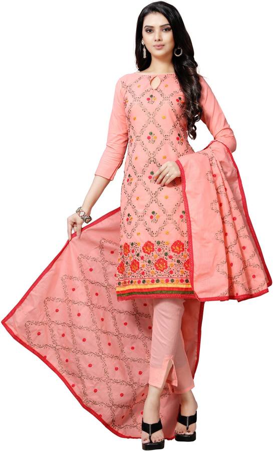 Cotton Linen Blend Embroidered, Solid Salwar Suit Material Price in India