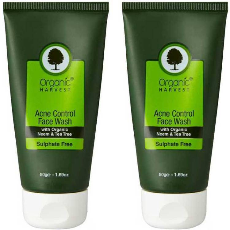 Organic Harvest Acne Control  for women, girls for daily use | For Pimples, Acne Scars or Marks, Acne Prone Oily Skin | Paraben & Sulphate Free - 50ml (Pack of 2) Face Wash Price in India