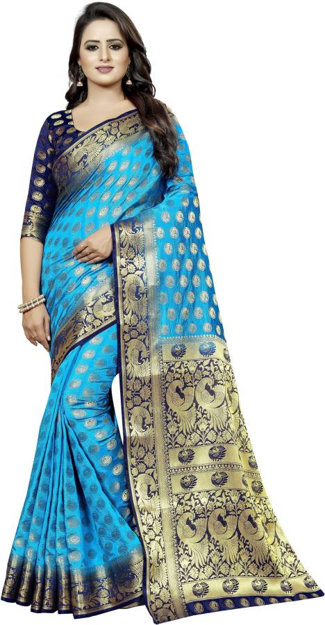 Embellished Kanjivaram Cotton Silk Saree Price in India