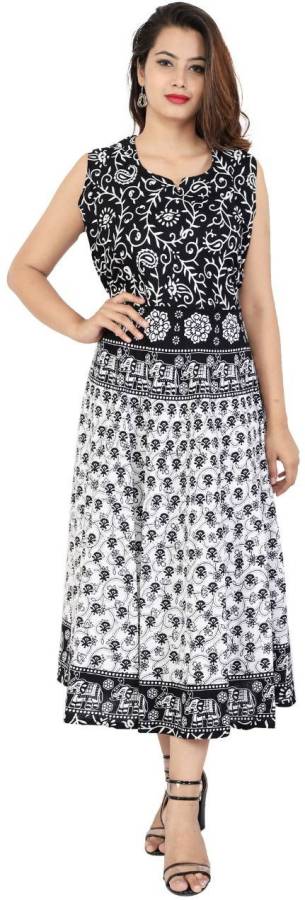 Women Maxi White, Black Dress Price in India