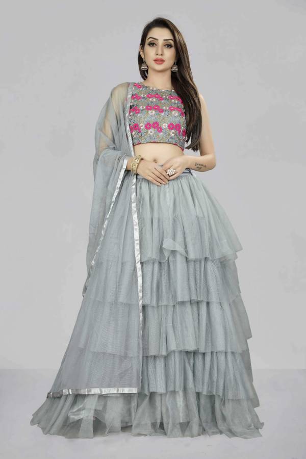 Solid Semi Stitched Lehenga Choli