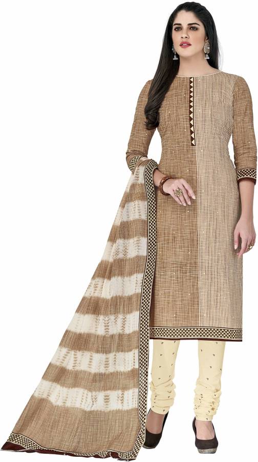 Cotton Striped, Printed Kurta & Churidar Material