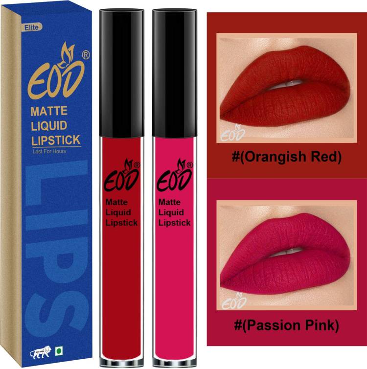EOD Soft Matte Kiss Proof Vegan Made in India Liquid Lipstick Long Wearing Set of 2 Lip Gloss Set no 11 Price in India