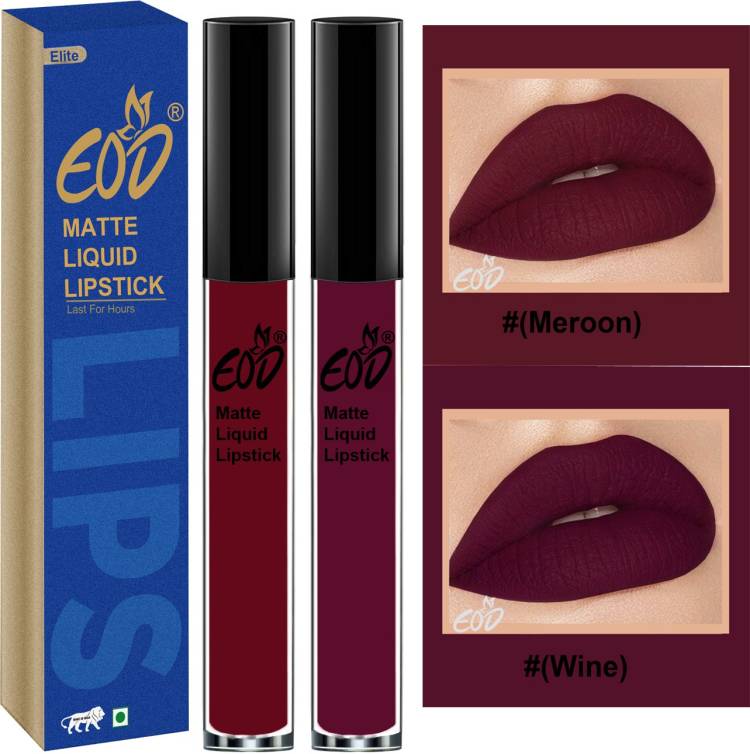 EOD Soft Matte Kiss Proof Vegan Made in India Liquid Lipstick Long Wearing Set of 2 Lip Gloss Set no 70 Price in India