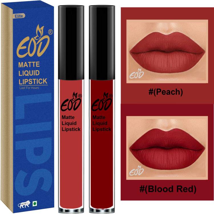 EOD Elite Collection Long Lasting Waterproof 100% Vegan Made in India Matte Liquid Lipstick Combo of 2 Lip Gloss Set no 163 Price in India