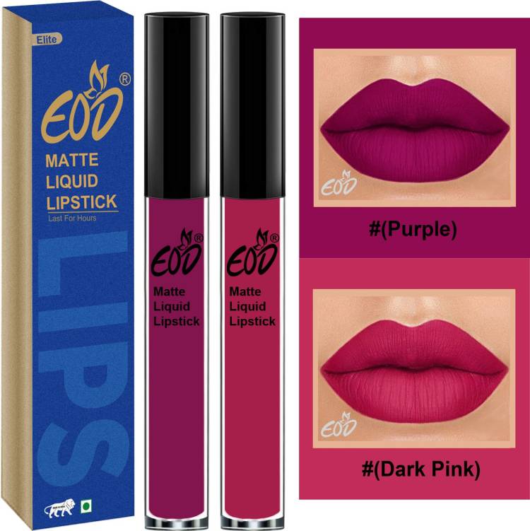 EOD Elite Collection Long Lasting Waterproof 100% Vegan Made in India Matte Liquid Lipstick Combo of 2 Lip Gloss Set no 188 Price in India