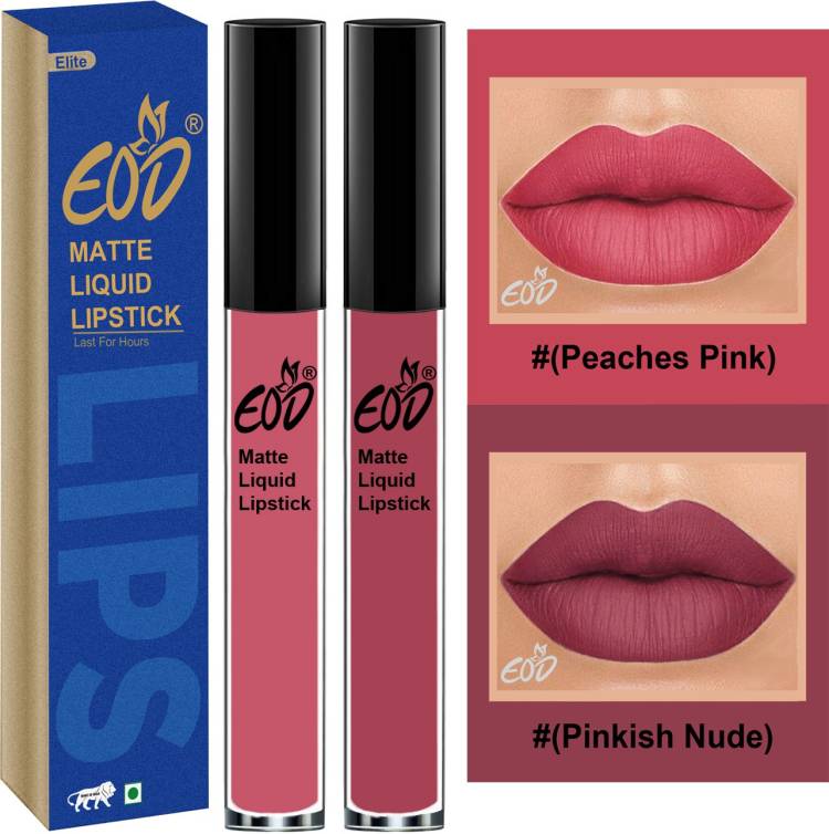 EOD Elite Collection Long Lasting Waterproof 100% Vegan Made in India Matte Liquid Lipstick Combo of 2 Lip Gloss Set no 131 Price in India