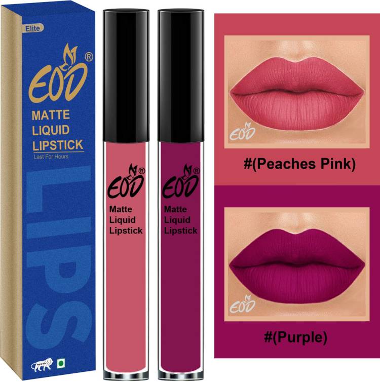 EOD Elite Collection Long Lasting Waterproof 100% Vegan Made in India Matte Liquid Lipstick Combo of 2 Lip Gloss Set no 129 Price in India
