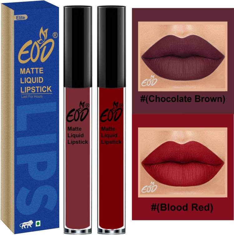 EOD Elite Collection Long Lasting Waterproof 100% Vegan Made in India Matte Liquid Lipstick Combo of 2 Lip Gloss Set no 154 Price in India