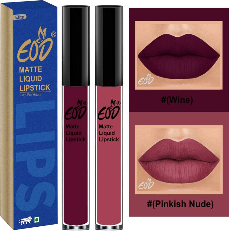 EOD Elite Collection Long Lasting Waterproof 100% Vegan Made in India Matte Liquid Lipstick Combo of 2 Lip Gloss Set no 178 Price in India