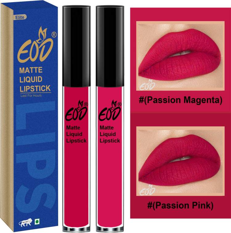 EOD Soft Matte Kiss Proof Vegan Made in India Liquid Lipstick Long Wearing Set of 2 Lip Gloss Set no 45 Price in India