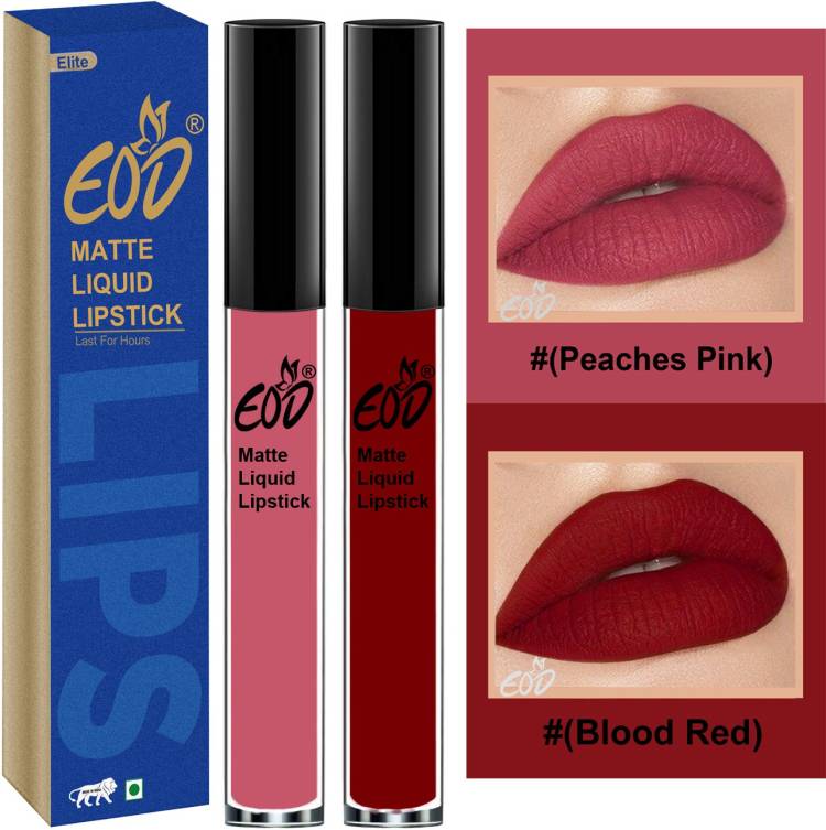EOD Soft Matte Kiss Proof Vegan Made in India Liquid Lipstick Long Wearing Set of 2 Lip Gloss Set no 38 Price in India