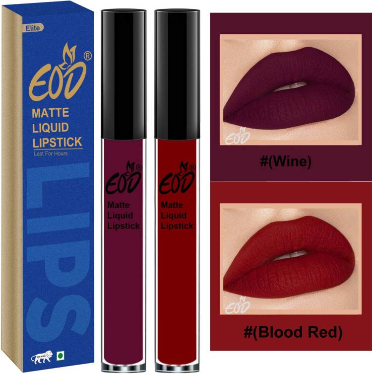 EOD Soft Matte Kiss Proof Vegan Made in India Liquid Lipstick Long Wearing Set of 2 Lip Gloss Set no 82 Price in India