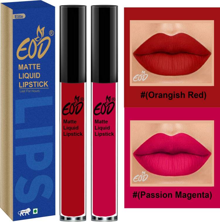 EOD Elite Collection Long Lasting Waterproof 100% Vegan Made in India Matte Liquid Lipstick Combo of 2 Lip Gloss Set no 98 Price in India