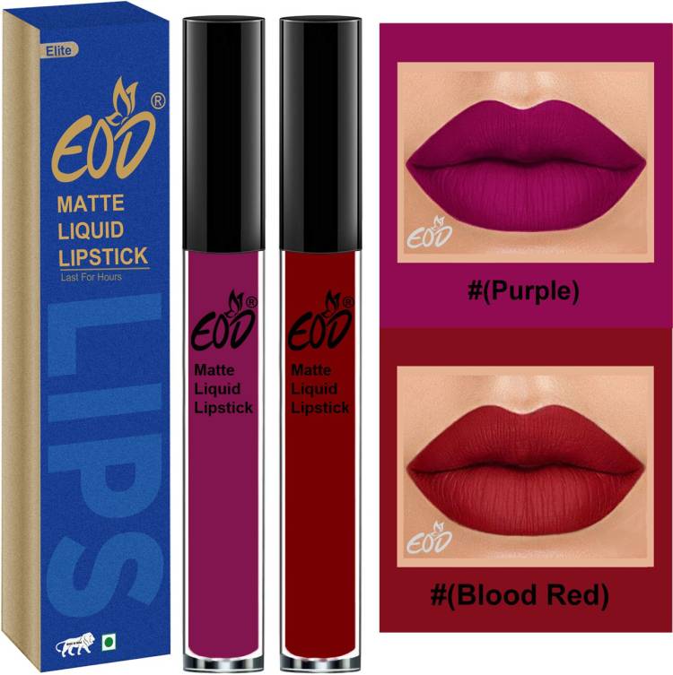 EOD Elite Collection Long Lasting Waterproof 100% Vegan Made in India Matte Liquid Lipstick Combo of 2 Lip Gloss Set no 189 Price in India