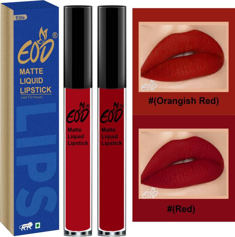 EOD Soft Matte Kiss Proof Vegan Made in India Liquid Lipstick Long Wearing Set of 2 Lip Gloss Set no 01 Price in India