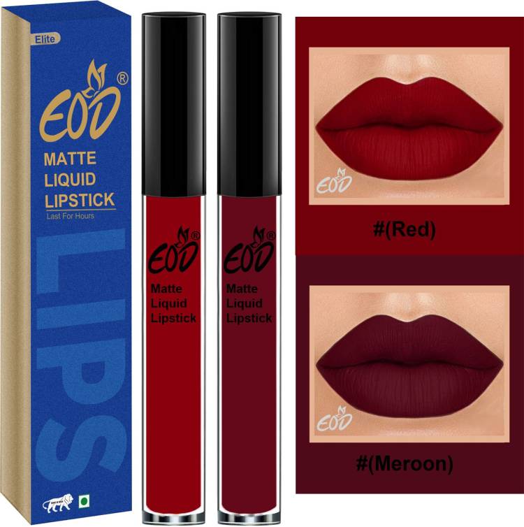 EOD Elite Collection Long Lasting Waterproof 100% Vegan Made in India Matte Liquid Lipstick Combo of 2 Lip Gloss Set no 115 Price in India