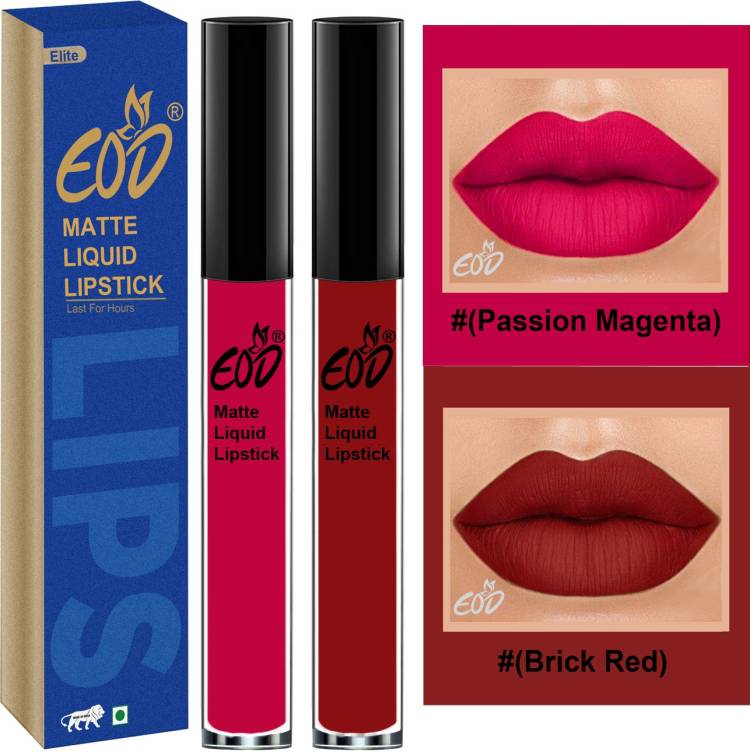 EOD Elite Collection Long Lasting Waterproof 100% Vegan Made in India Matte Liquid Lipstick Combo of 2 Lip Gloss Set no 136 Price in India
