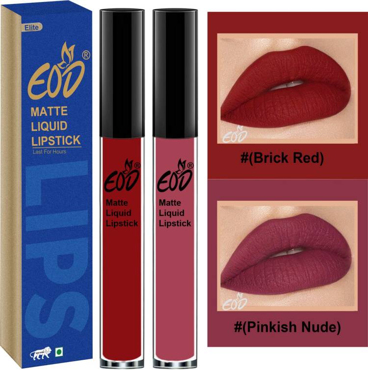 EOD Soft Matte Kiss Proof Vegan Made in India Liquid Lipstick Long Wearing Set of 2 Lip Gloss Set no 67 Price in India