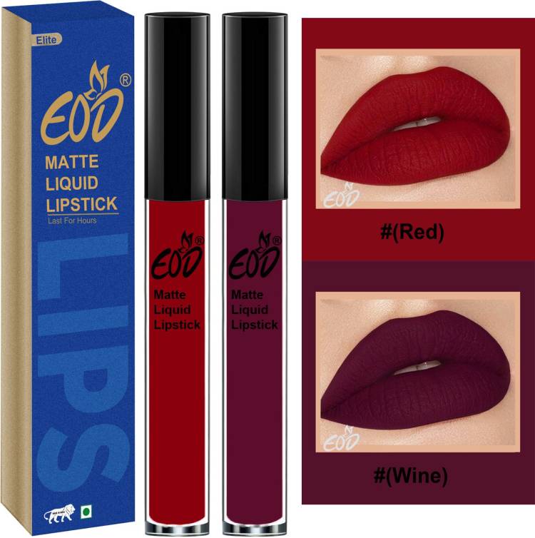 EOD Soft Matte Kiss Proof Vegan Made in India Liquid Lipstick Long Wearing Set of 2 Lip Gloss Set no 20 Price in India