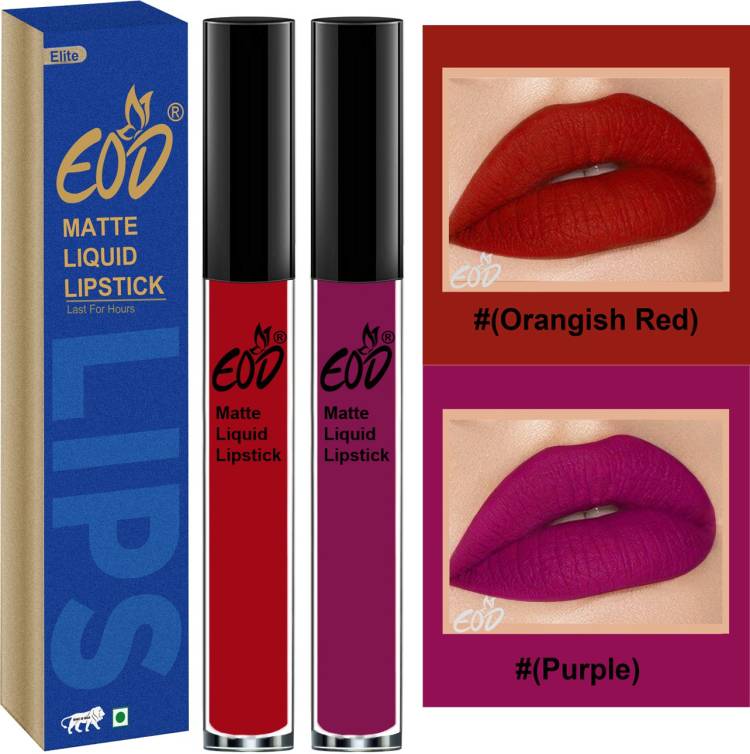 EOD Soft Matte Kiss Proof Vegan Made in India Liquid Lipstick Long Wearing Set of 2 Lip Gloss Set no 10 Price in India