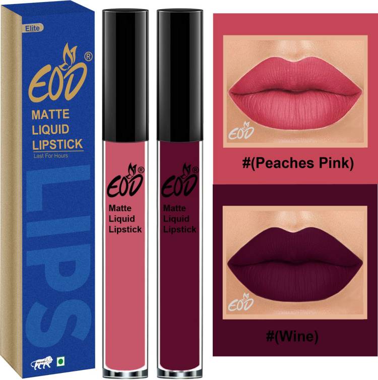 EOD Elite Collection Long Lasting Waterproof 100% Vegan Made in India Matte Liquid Lipstick Combo of 2 Lip Gloss Set no 127 Price in India