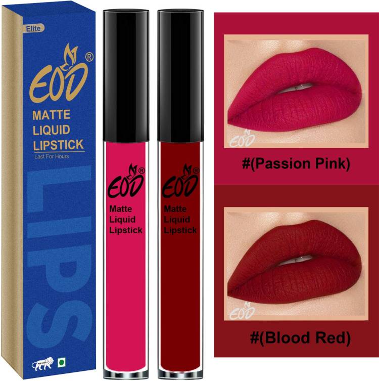 EOD Soft Matte Kiss Proof Vegan Made in India Liquid Lipstick Long Wearing Set of 2 Lip Gloss Set no 91 Price in India