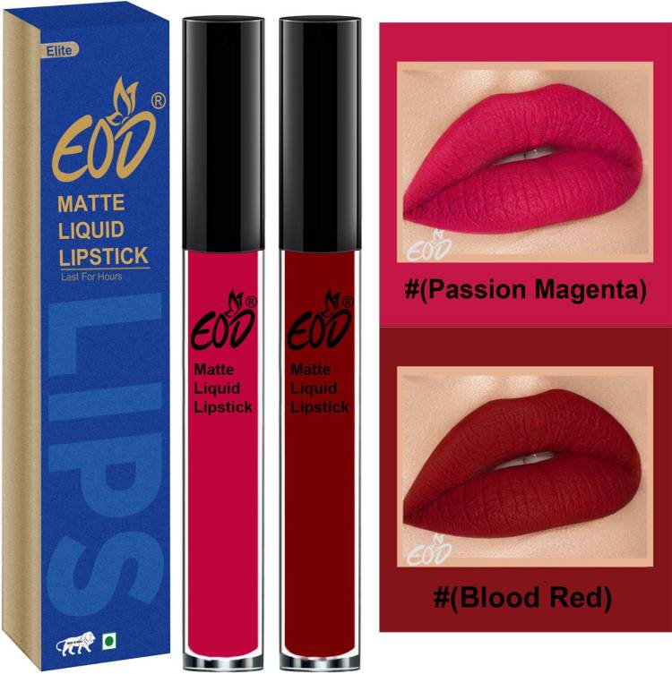 EOD Soft Matte Kiss Proof Vegan Made in India Liquid Lipstick Long Wearing Set of 2 Lip Gloss Set no 47 Price in India