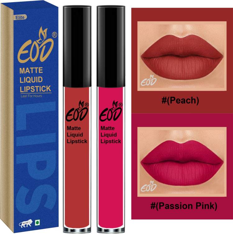 EOD Elite Collection Long Lasting Waterproof 100% Vegan Made in India Matte Liquid Lipstick Combo of 2 Lip Gloss Set no 161 Price in India