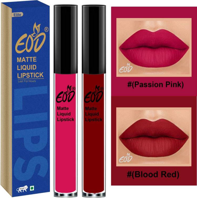 EOD Elite Collection Long Lasting Waterproof 100% Vegan Made in India Matte Liquid Lipstick Combo of 2 Lip Gloss Set no 192 Price in India