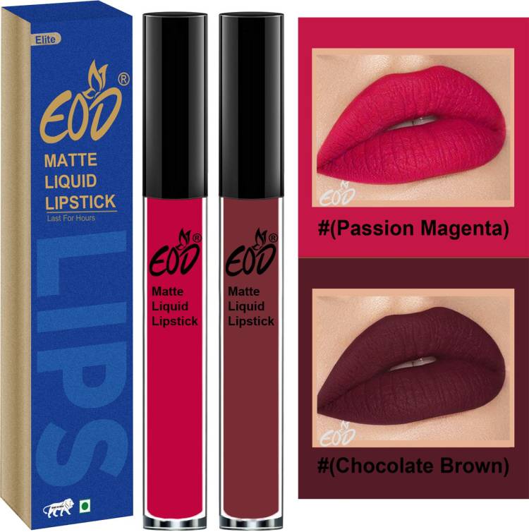 EOD Soft Matte Kiss Proof Vegan Made in India Liquid Lipstick Long Wearing Set of 2 Lip Gloss Set no 39 Price in India