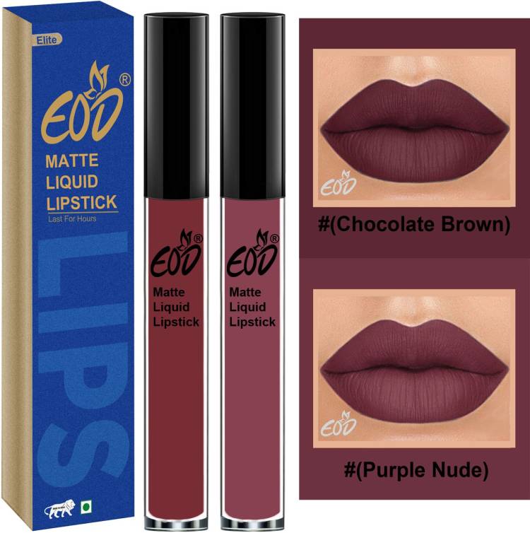 EOD Elite Collection Long Lasting Waterproof 100% Vegan Made in India Matte Liquid Lipstick Combo of 2 Lip Gloss Set no 151 Price in India