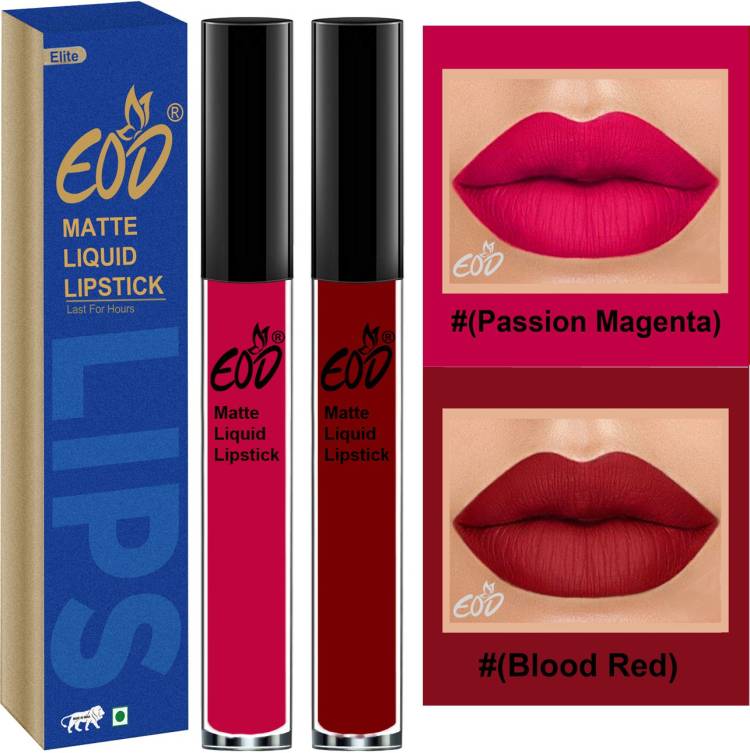 EOD Elite Collection Long Lasting Waterproof 100% Vegan Made in India Matte Liquid Lipstick Combo of 2 Lip Gloss Set no 144 Price in India