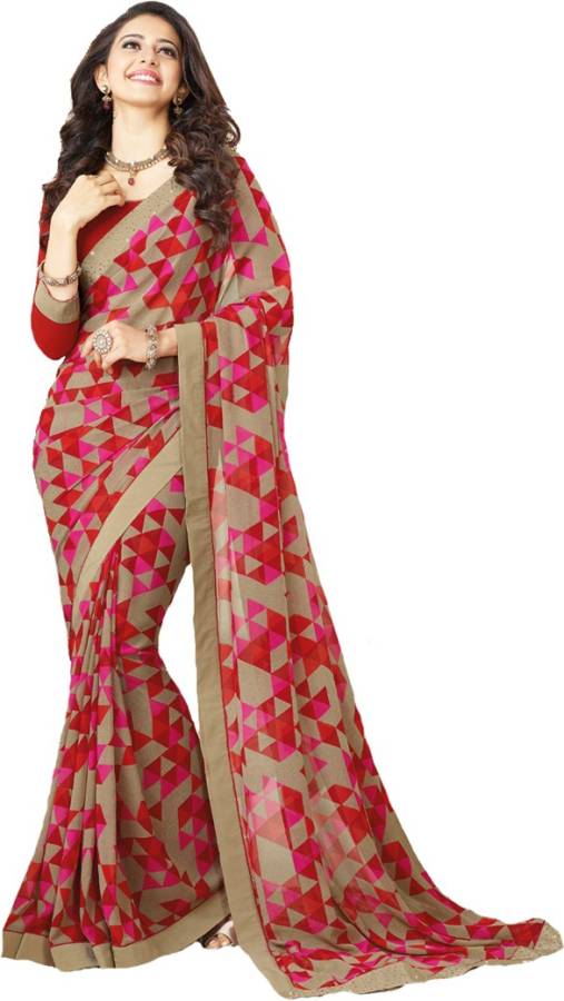 Printed Daily Wear Georgette, Chiffon Saree Price in India