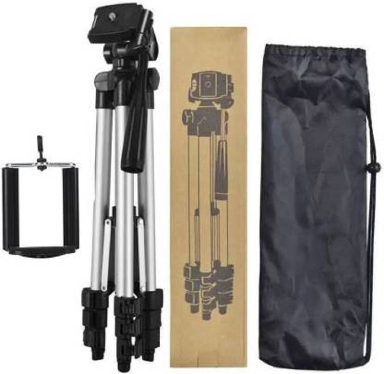 NKZ Tripod-3110 Portable Adjustable Aluminium High Quality Lightweight Camera Stand With Three-Dimensional Head & Quick Release Plate For Video Cameras Foldable Tripod With Mobile Clip Holder Bracket Tripod