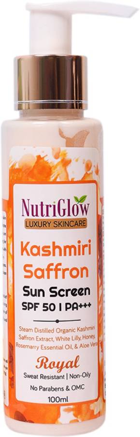 NutriGlow Luxury Skincare Kashmiri Saffron Sun Screen SPF 50 | PA+++ - SPF 50 PA+++ Price in India