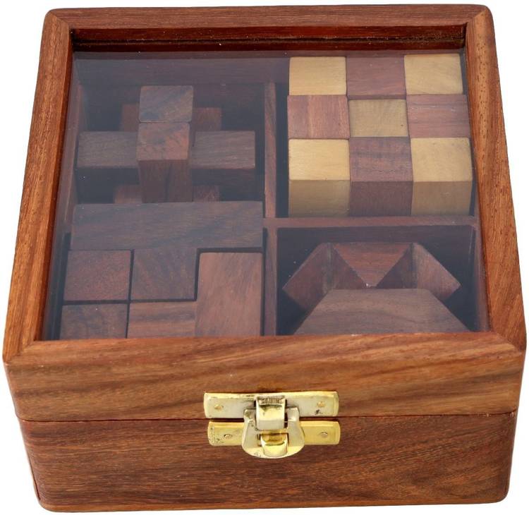 ORTUS 4-in-One Wooden Puzzle Games Set 3D Puzzles for Teens and Adults