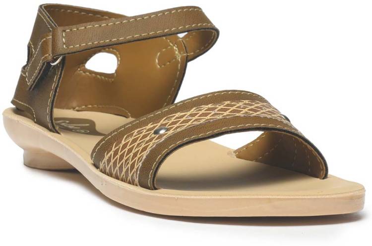 Women PU50021L Brown Flats Sandal Price in India