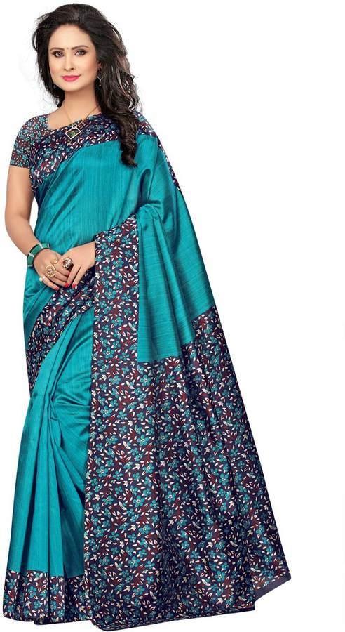 Floral Print Daily Wear Poly Silk Saree