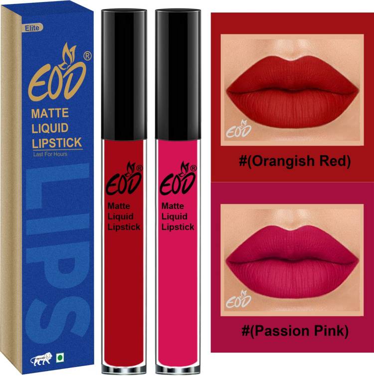 EOD Elite Collection Long Lasting Waterproof 100% Vegan Made in India Matte Liquid Lipstick Combo of 2 Lip Gloss Set no 106 Price in India