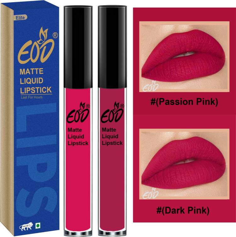 EOD Soft Matte Kiss Proof Vegan Made in India Liquid Lipstick Long Wearing Set of 2 Lip Gloss Set no 90 Price in India
