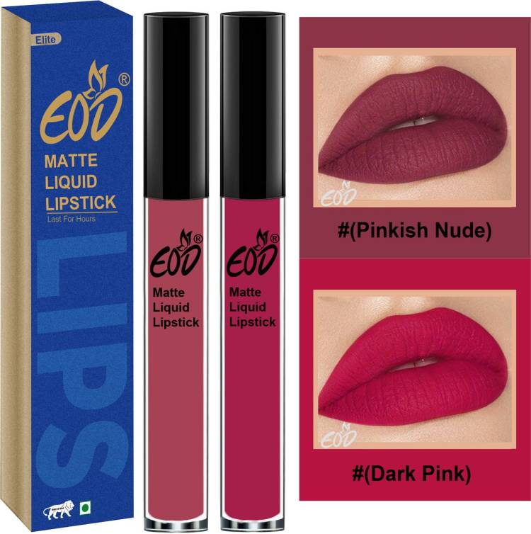 EOD Soft Matte Kiss Proof Vegan Made in India Liquid Lipstick Long Wearing Set of 2 Lip Gloss Set no 92 Price in India