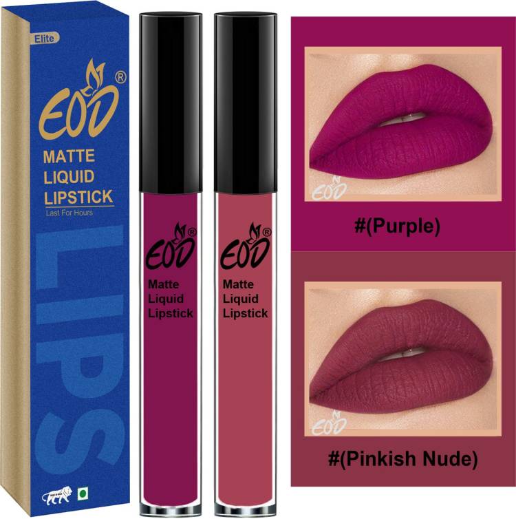EOD Soft Matte Kiss Proof Vegan Made in India Liquid Lipstick Long Wearing Set of 2 Lip Gloss Set no 87 Price in India