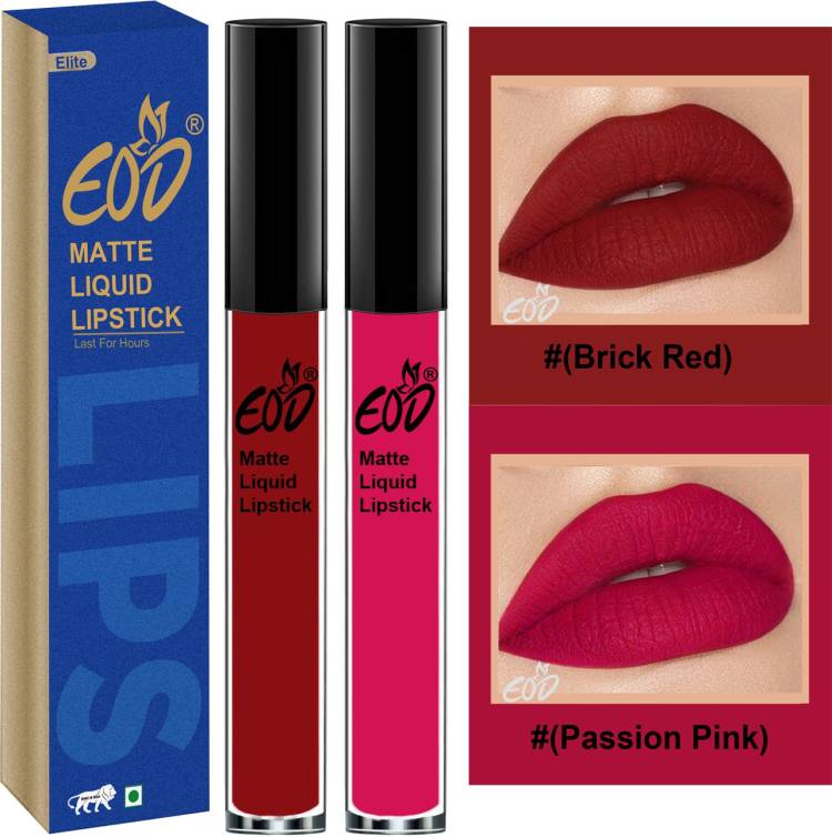 EOD Soft Matte Kiss Proof Vegan Made in India Liquid Lipstick Long Wearing Set of 2 Lip Gloss Set no 66 Price in India