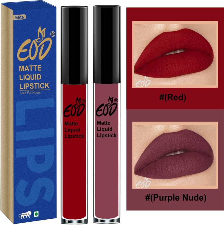 EOD Soft Matte Kiss Proof Vegan Made in India Liquid Lipstick Long Wearing Set of 2 Lip Gloss Set no 21 Price in India