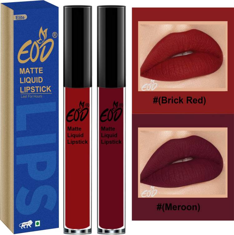 EOD Soft Matte Kiss Proof Vegan Made in India Liquid Lipstick Long Wearing Set of 2 Lip Gloss Set no 63 Price in India